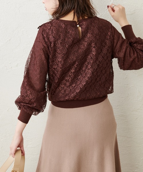 natural couture（ナチュラルクチュール）の「総レースきれいめニットプルオーバー（ニット/セーター・レディース・ベージュ/ブラウン/サックスブルー/アイボリー・FREE）」の19枚目の写真