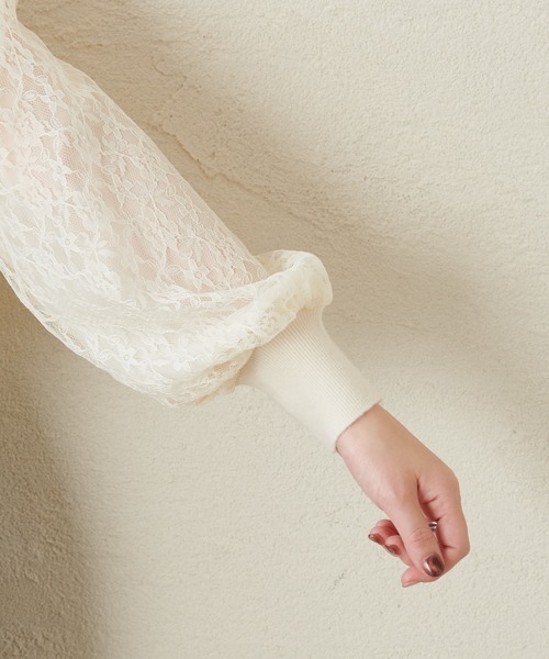 natural couture（ナチュラルクチュール）の「総レースきれいめニットプルオーバー（ニット/セーター・レディース・ベージュ/ブラウン/サックスブルー/アイボリー・FREE）」の18枚目の写真