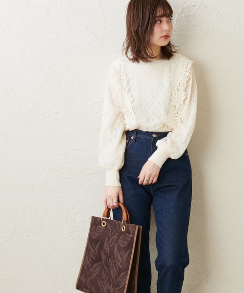 natural couture（ナチュラルクチュール）の「総レースきれいめニットプルオーバー（ニット/セーター・レディース・ベージュ/ブラウン/サックスブルー/アイボリー・FREE）」の10枚目の写真