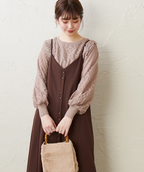 natural couture（ナチュラルクチュール）の「総レースきれいめニットプルオーバー（ニット/セーター・レディース・ベージュ/ブラウン/サックスブルー/アイボリー・FREE）」の11枚目の写真