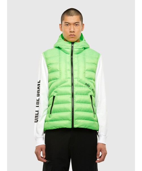 【極美品】DIESEL 中綿ベスト ブラック・ホワイト ディーゼル DIESEL 中綿ベスト W-SUN-REV-SLESS （ブラック