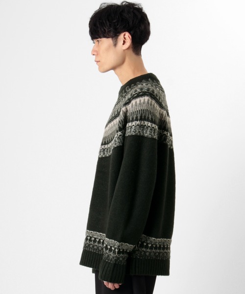 make a ray!(メイク ア レイ!)の「クルーネックニット/フェアアイル柄/ノルディック(ニット/セーター・メンズ・ベージュ/グレー/ブラック・L/XL/M)」の7枚目の写真