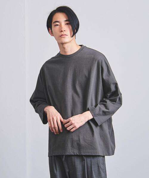 EN ROUTE（アンルート）の「＜EN ROUTE（アンルート）＞コットンテンジク ドロップショルダー ワイド8SL（Tシャツ/カットソー・メンズ・ホワイト/ブラック/オリーブ/グレー/ネイビー・3/1/2）」の4枚目の写真