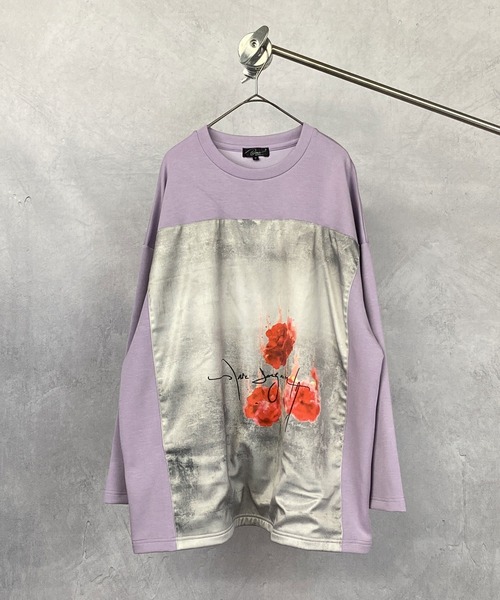 Beno(ビーノ)の「ストレッチR/Tスムース ローズデザイン貼付け ルーズシルエット ロングスリーブTEE(Tシャツ/カットソー・メンズ・ホワイト/ライトベージュ/ラベンダー/サックスブルー/ブラック・FREE)」の17枚目の写真