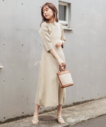 【WEB限定】美シルエットポリニットワンピース Lサイズ