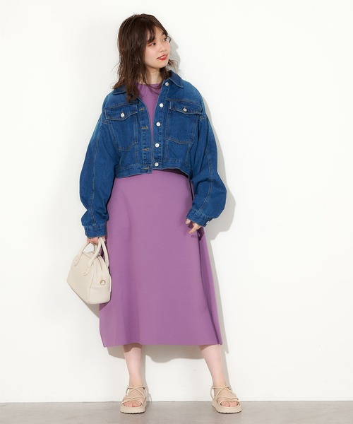 natural couture(ナチュラルクチュール)の「【WEB限定】美シルエットポリニットワンピース Lサイズ(ワンピース・レディース・パープル/ライトベージュ/ブラック/カーキ・FREE)」の7枚目の写真