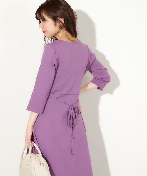 natural couture(ナチュラルクチュール)の「【WEB限定】美シルエットポリニットワンピース Lサイズ(ワンピース・レディース・パープル/ライトベージュ/ブラック/カーキ・FREE)」の12枚目の写真