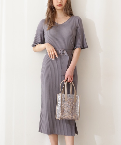 Dressing プロポーションボディドレッシング のファッション ワンピース ドレス フレアスリーブ タイトスカートニットセットアップ Proportion ワンピース Proportion ワンピース Body