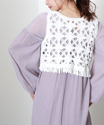 【限定item】クロシェコンパクトフリンジベスト