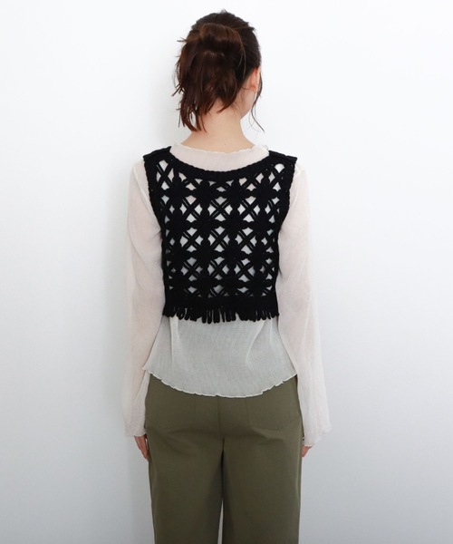 archives（アルシーヴ）の「【限定item】クロシェコンパクトフリンジベスト（ベスト・レディース・ブラック/オフホワイト/アイボリー・MEDIUM）」の9枚目の写真