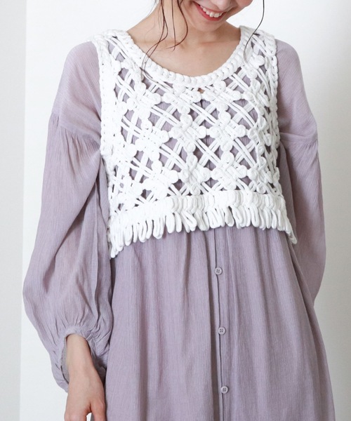 archives（アルシーヴ）の「【限定item】クロシェコンパクトフリンジベスト（ベスト・レディース・ブラック/オフホワイト/アイボリー・MEDIUM）」の10枚目の写真