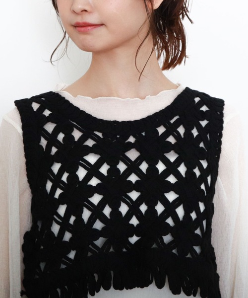 archives（アルシーヴ）の「【限定item】クロシェコンパクトフリンジベスト（ベスト・レディース・ブラック/オフホワイト/アイボリー・MEDIUM）」の13枚目の写真