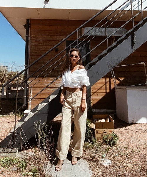 esutoreja（エストレジャ）の「ハイウエストストレートwideデニム（チノパンツ・レディース・ベージュ/オフホワイト・S/M）」の9枚目の写真