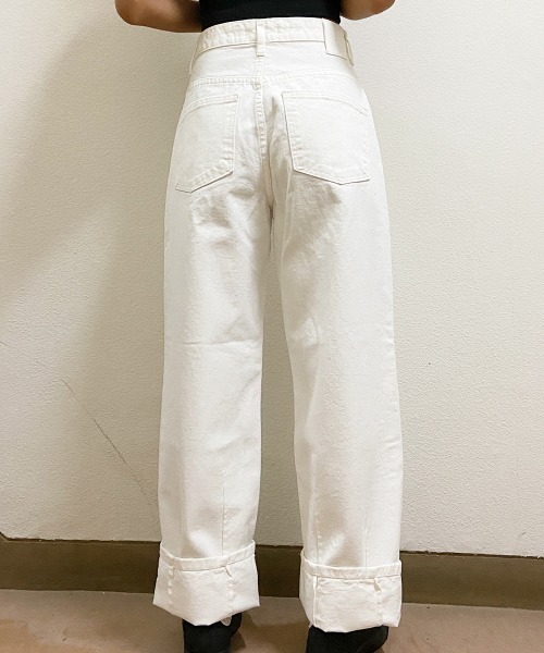 esutoreja（エストレジャ）の「ハイウエストストレートwideデニム（チノパンツ・レディース・ベージュ/オフホワイト・S/M）」の8枚目の写真