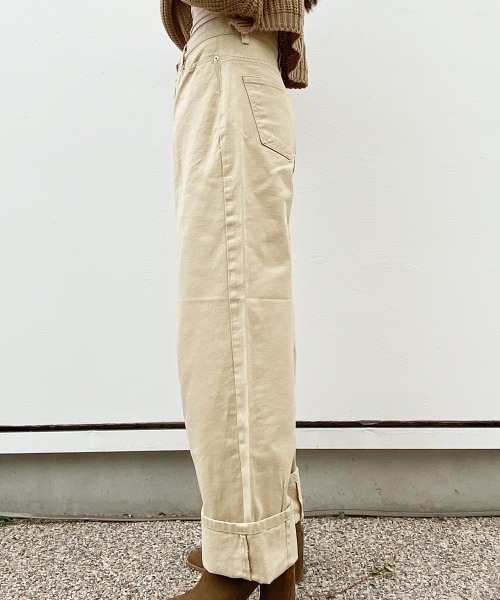 esutoreja（エストレジャ）の「ハイウエストストレートwideデニム（チノパンツ・レディース・ベージュ/オフホワイト・S/M）」の6枚目の写真