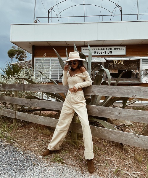 esutoreja（エストレジャ）の「ハイウエストストレートwideデニム（チノパンツ・レディース・ベージュ/オフホワイト・S/M）」の7枚目の写真