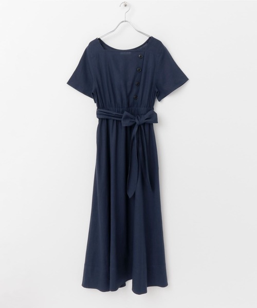 URBAN RESEARCH Sonny Label（アーバンリサーチサニーレーベル）の「スクエアネックリネンワンピース（ワンピース・レディース・ネイビー/オフホワイト/スミクロ・FREE）」の8枚目の写真