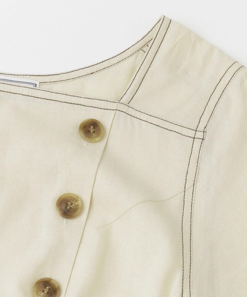 URBAN RESEARCH Sonny Label（アーバンリサーチサニーレーベル）の「スクエアネックリネンワンピース（ワンピース・レディース・ネイビー/オフホワイト/スミクロ・FREE）」の6枚目の写真