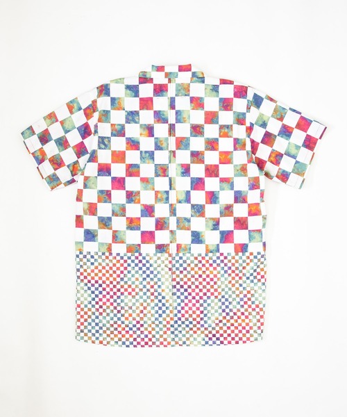 OURET(オーレット)の「60コットンサテンムラ染めチェッカー 切替オープンカラー半袖シャツ(シャツ/ブラウス・メンズ・ブラック/パープル/グレー/カーキ・2/1)」の18枚目の写真