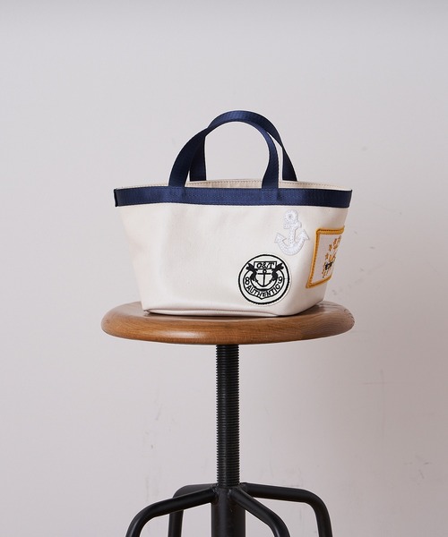 BEARDSLEY（ビアズリー）の「ワッペンミニバック（トートバッグ・レディース・インディゴブルー/アイボリー・FREE）」の5枚目の写真