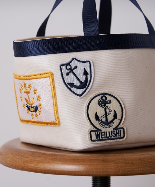 BEARDSLEY（ビアズリー）の「ワッペンミニバック（トートバッグ・レディース・インディゴブルー/アイボリー・FREE）」の9枚目の写真