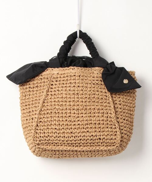 Three Four Time（ｽﾘｰﾌｫｰﾀｲﾑ）の「さがりリボン手編みトート（かごバッグ・レディース・グリーン/マスタード/グレー/ブラック・FREE）」の15枚目の写真