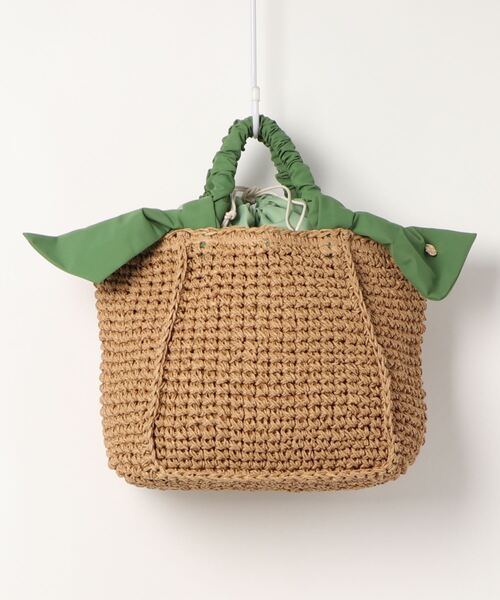 Three Four Time（ｽﾘｰﾌｫｰﾀｲﾑ）の「さがりリボン手編みトート（かごバッグ・レディース・グリーン/マスタード/グレー/ブラック・FREE）」の13枚目の写真