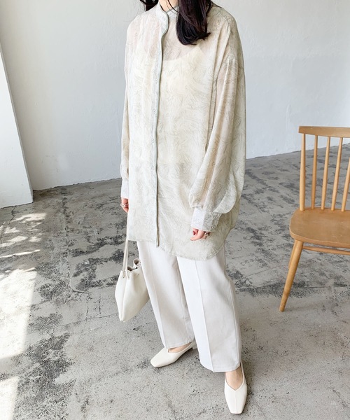 LIAN（リアン）の「マーブルプリントパイピングブラウス（シャツ/ブラウス・レディース・オレンジ/グリーン・FREE）」の9枚目の写真