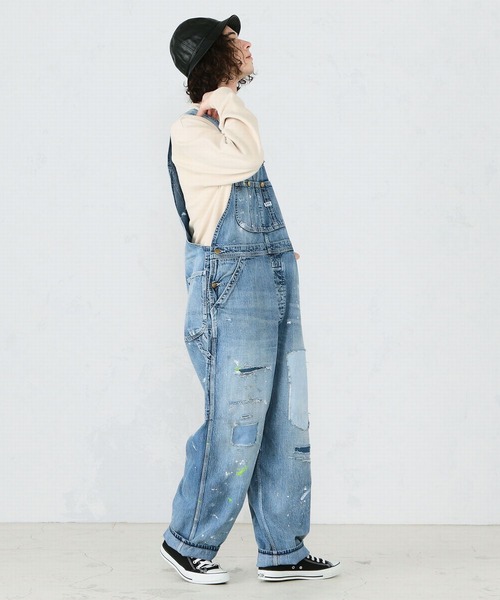 Lee（リー）の「Lee/リー　DUNGAREES オーバーオール クラッシュデニム　サロペット（サロペット/オーバーオール・メンズ・ライトインディゴブルー/ブルー系その他・SMALL/MEDIUM/LARGE/X-LARGE/X-SMALL）」の5枚目の写真