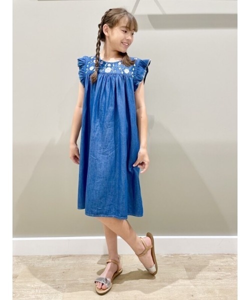シャンブレーフラッタースリーブワンピース キッズ ワンピース Gap ギャップ のファッション