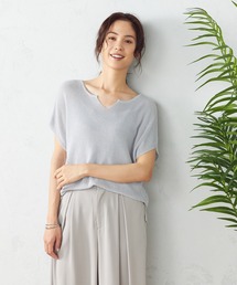 COMME CA ISM | リネン混キーネックプルオーバー(ニット/セーター)