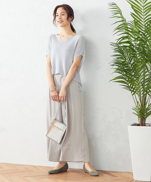 COMME CA ISM（コムサイズム）の「リネン混キーネックプルオーバー（ニット/セーター・レディース・ライトグレー/ダークブラウン/ブルー/ワイン・MEDIUM/LARGE）」の5枚目の写真