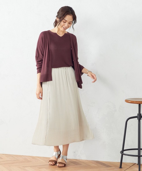 COMME CA ISM（コムサイズム）の「リネン混キーネックプルオーバー（ニット/セーター・レディース・ライトグレー/ダークブラウン/ブルー/ワイン・MEDIUM/LARGE）」の8枚目の写真