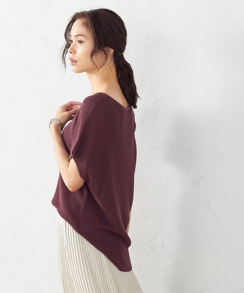 COMME CA ISM（コムサイズム）の「リネン混キーネックプルオーバー（ニット/セーター・レディース・ライトグレー/ダークブラウン/ブルー/ワイン・MEDIUM/LARGE）」の12枚目の写真