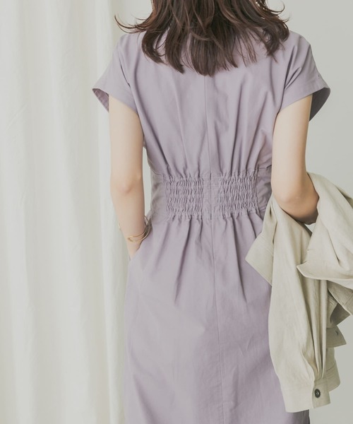 KBF+（ケービーエフプラス）の「KBF+　ウエストタックフレンチワンピース（ワンピース・レディース・ベージュ系その他/ブラック/パープル・ONE）」の8枚目の写真
