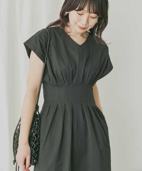 KBF+（ケービーエフプラス）の「KBF+　ウエストタックフレンチワンピース（ワンピース・レディース・ベージュ系その他/ブラック/パープル・ONE）」の12枚目の写真