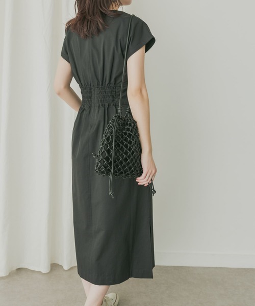 KBF+（ケービーエフプラス）の「KBF+　ウエストタックフレンチワンピース（ワンピース・レディース・ベージュ系その他/ブラック/パープル・ONE）」の14枚目の写真