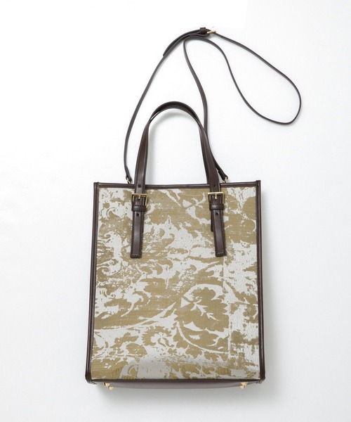 AS KNOW AS PINKY（アズノゥアズピンキー）の「パイピングジャカード縦長トート（トートバッグ・レディース・アイボリー/ブラウン系・FREE）」の13枚目の写真