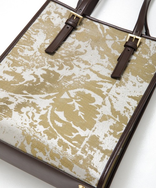 AS KNOW AS PINKY（アズノゥアズピンキー）の「パイピングジャカード縦長トート（トートバッグ・レディース・アイボリー/ブラウン系・FREE）」の15枚目の写真