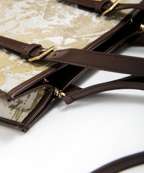 AS KNOW AS PINKY（アズノゥアズピンキー）の「パイピングジャカード縦長トート（トートバッグ・レディース・アイボリー/ブラウン系・FREE）」の14枚目の写真