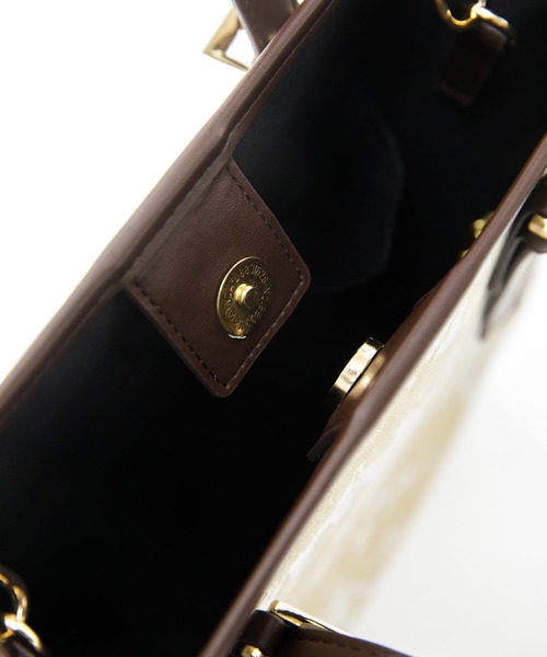 AS KNOW AS PINKY（アズノゥアズピンキー）の「パイピングジャカード縦長トート（トートバッグ・レディース・アイボリー/ブラウン系・FREE）」の20枚目の写真