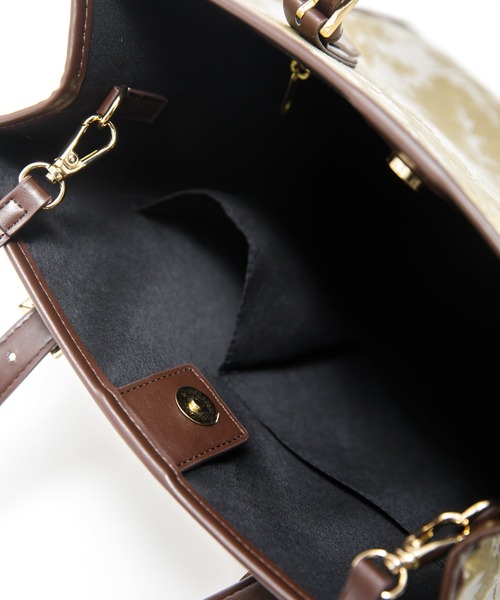 AS KNOW AS PINKY（アズノゥアズピンキー）の「パイピングジャカード縦長トート（トートバッグ・レディース・アイボリー/ブラウン系・FREE）」の9枚目の写真