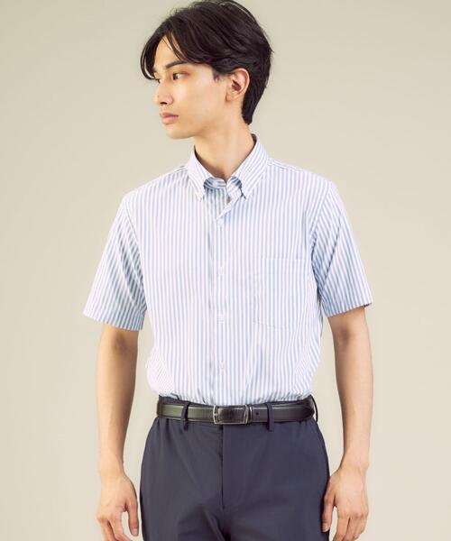 WORK TRIP OUTFITS GREEN LABEL RELAXING（ワークトリップアウトフィッツグリーンレーベル リラクシング）の「＜機能/イージーアイロン・接触冷感・ストレッチ＞WTO NY/PU スリム ボタンダウンシャツ（ビジネスシャツ・メンズ・ライトブルー/コバルトブルー/ネイビー/ロイヤルブルー・SMALL/X-LARGE/MEDIUM/LARGE）」の2枚目の写真