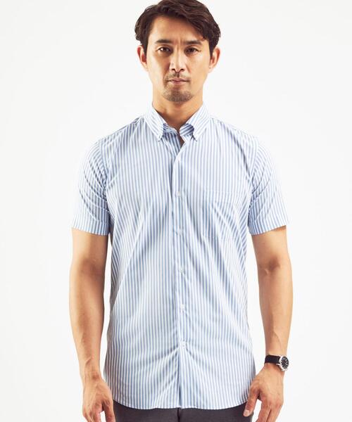 WORK TRIP OUTFITS GREEN LABEL RELAXING（ワークトリップアウトフィッツグリーンレーベル リラクシング）の「＜機能/イージーアイロン・接触冷感・ストレッチ＞WTO NY/PU スリム ボタンダウンシャツ（ビジネスシャツ・メンズ・ライトブルー/コバルトブルー/ネイビー/ロイヤルブルー・SMALL/X-LARGE/MEDIUM/LARGE）」の8枚目の写真