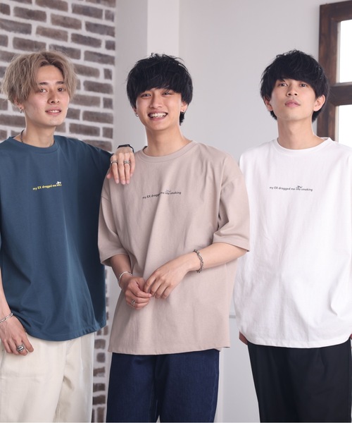 ACE SHOP（エースショップ）の「エモタバコガールプリントTシャツ【ファッション系YouTuberめんくろ。コラボ】（Tシャツ/カットソー・メンズ・ホワイト/ブルー/ベージュ・FREE）」の7枚目の写真