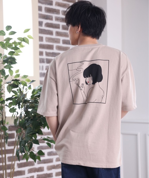 ACE SHOP（エースショップ）の「エモタバコガールプリントTシャツ【ファッション系YouTuberめんくろ。コラボ】（Tシャツ/カットソー・メンズ・ホワイト/ブルー/ベージュ・FREE）」の14枚目の写真