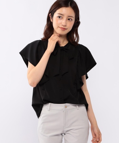 MISCH MASCH(ミッシュマッシュ)の「2WAY袖フリルブラウス(シャツ/ブラウス・レディース・ホワイト/ブラック/モカ・MEDIUM)」の1枚目の写真