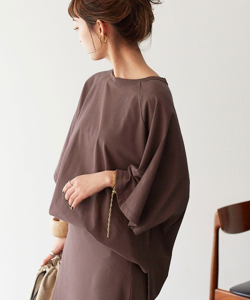 SLOBE IENA（スローブイエナ）の「強撚天竺BIGニュアンスプルオーバー【手洗い可能】◆（Tシャツ/カットソー・レディース・ブラック/ブラウン・FREE）」の2枚目の写真