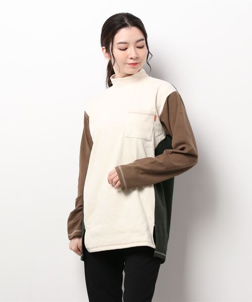 KRIFF MAYER Lady's Collection（クリフメイヤーレディースコレクション）の「もちのびハイネックロンT（Tシャツ/カットソー・レディース・ベージュ/カーキ/ナチュラル/カラフル/チャコール・MEDIUM/LARGE）」の5枚目の写真