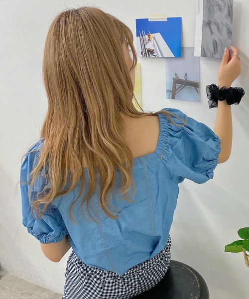 WEGO（ウィゴー）の「WEGO/デニムパフスリーブブラウス（シャツ/ブラウス・レディース・ブルー・FREE）」の8枚目の写真